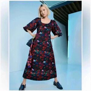 Limited Edition Rachel Comey x Target Floral Print Volume Midi Dress Pockets 2